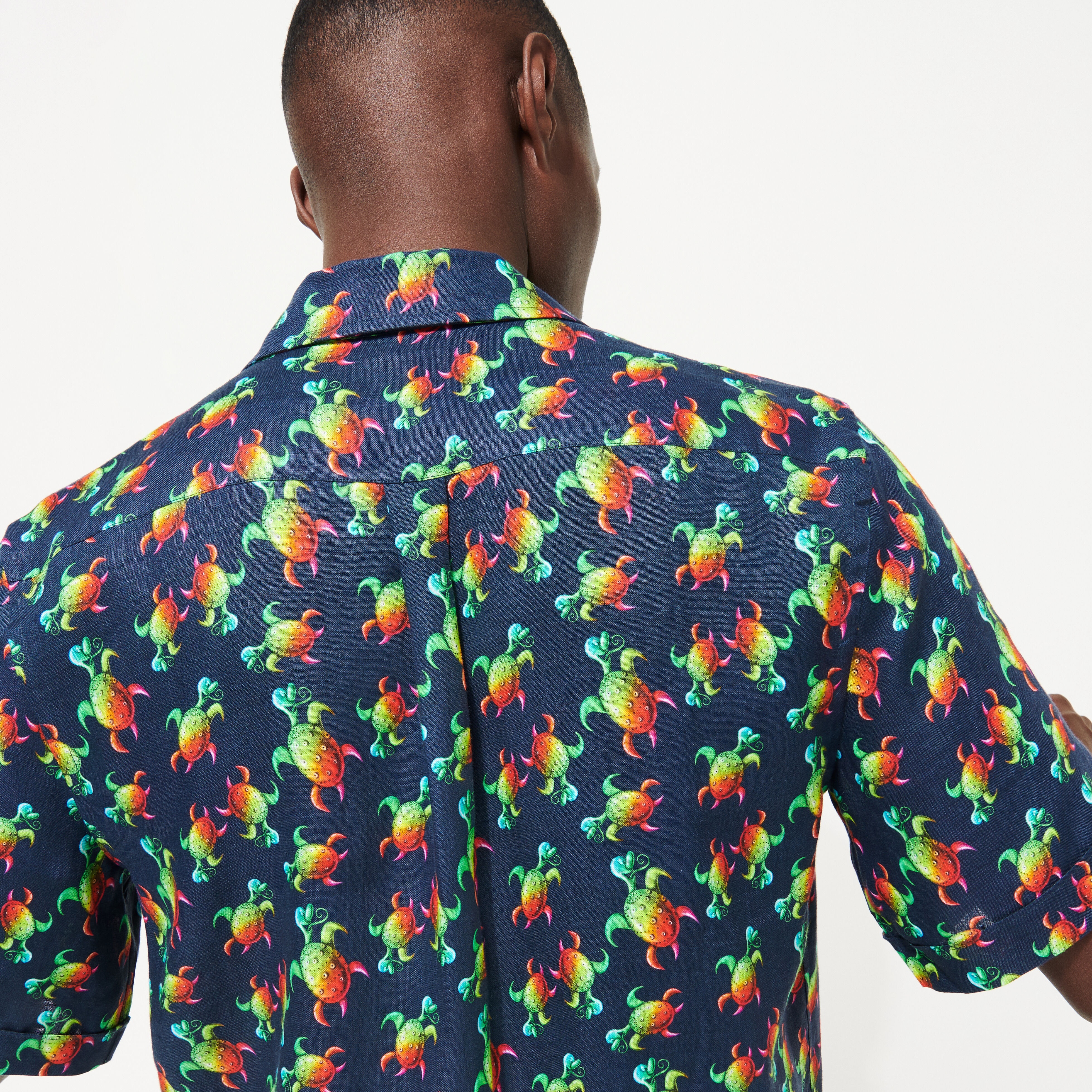 Men Linen Bowling Shirt Tortues Rainbow Multicolor - Vilebrequin x Kenny Scharf - 6
