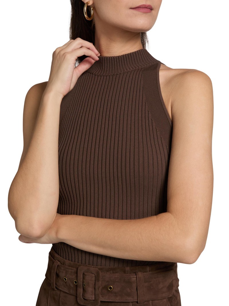 Women's Yuna Rib-Knit Sleeveless Top - Dark Umber 6