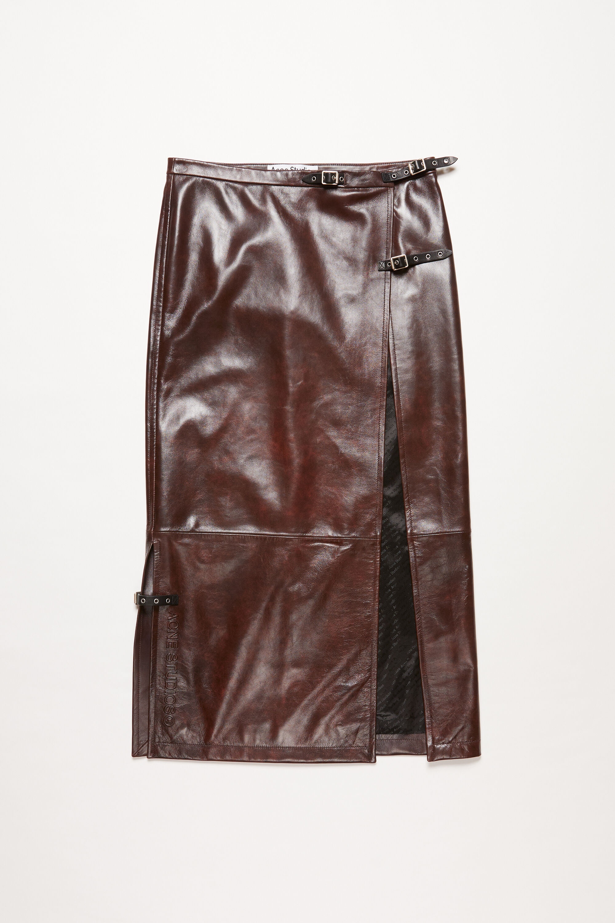 Long leather skirt - Brown - 7