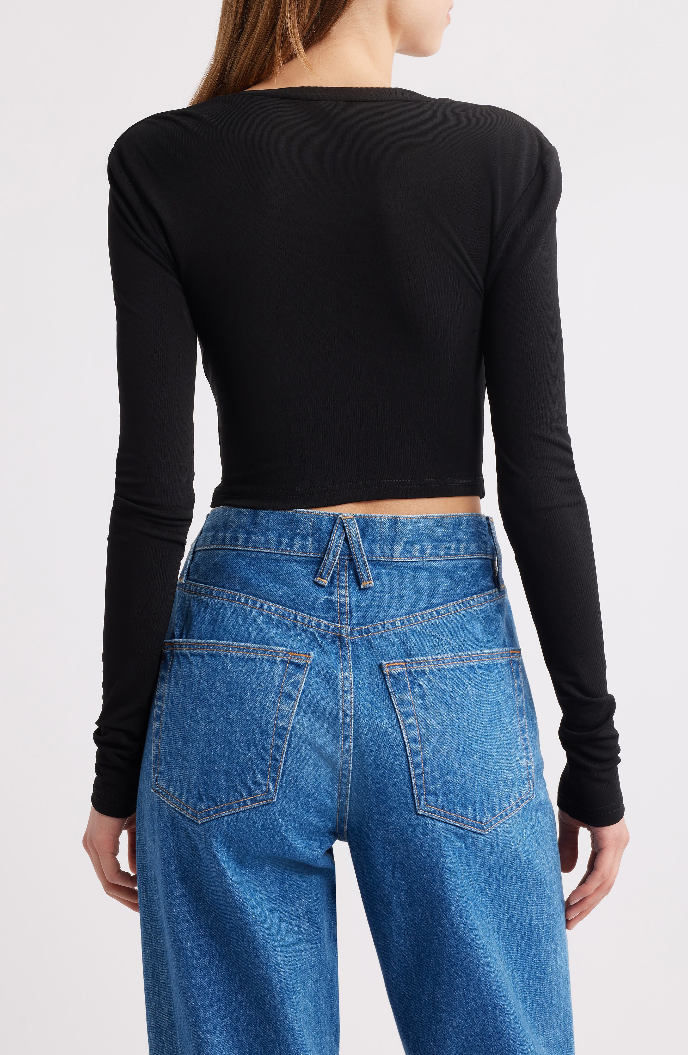 Cult Gaia Laia Embellished Cutout Crop Top in Black at Nordstrom - 2