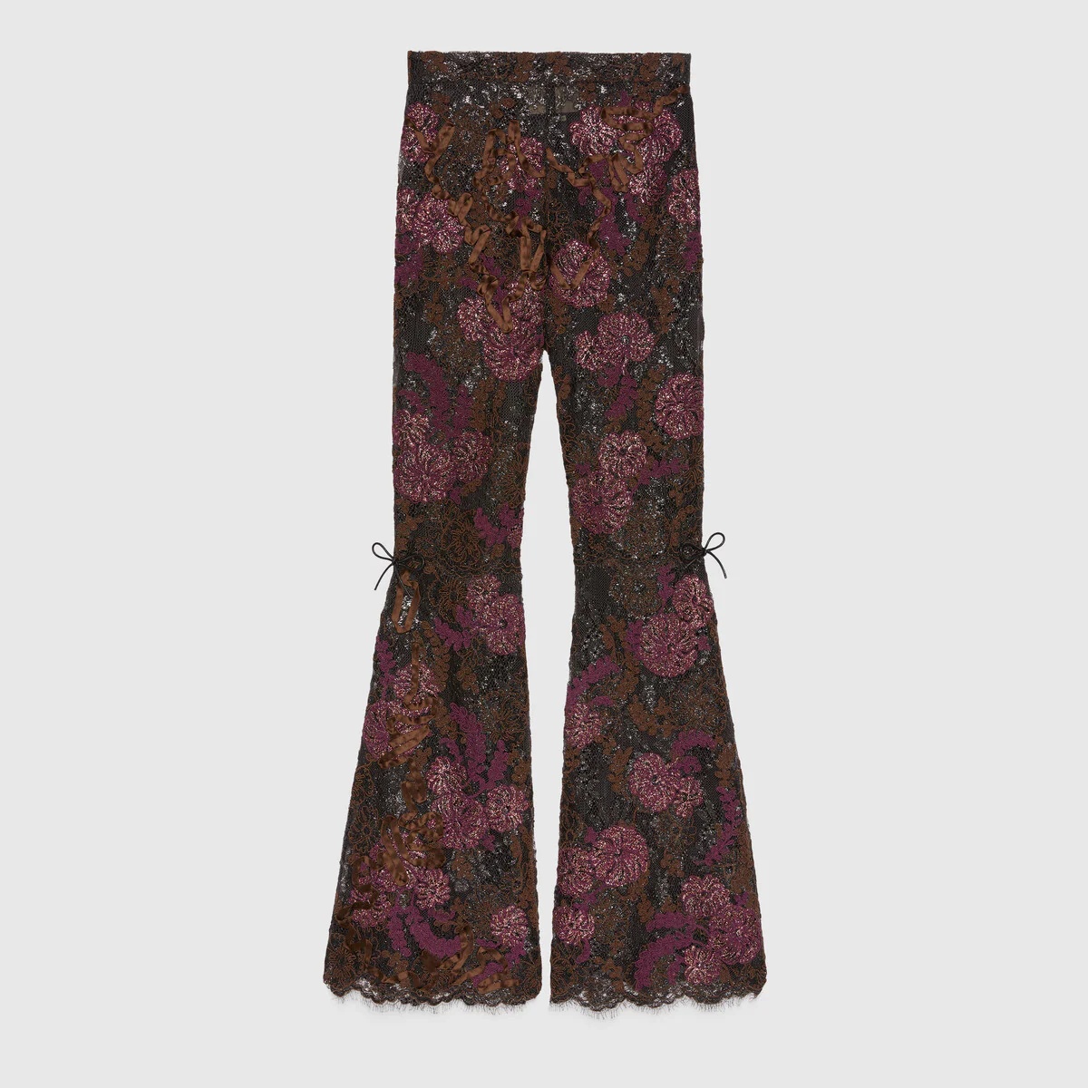 Lamé floral lace pants - 1