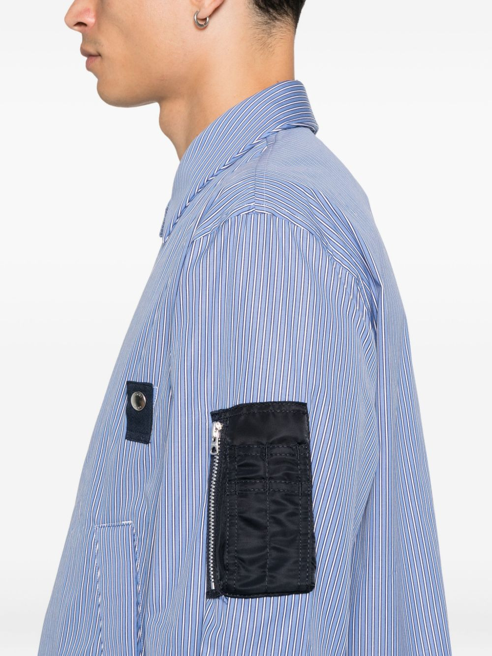 striped panelled bomber jacket - 5