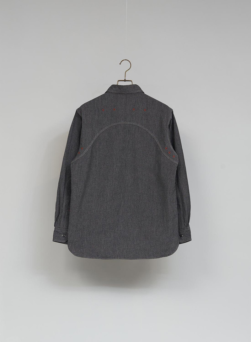 Nigel Cabourn New Medical Shirt Salt & Pepper in Charcoal outlook