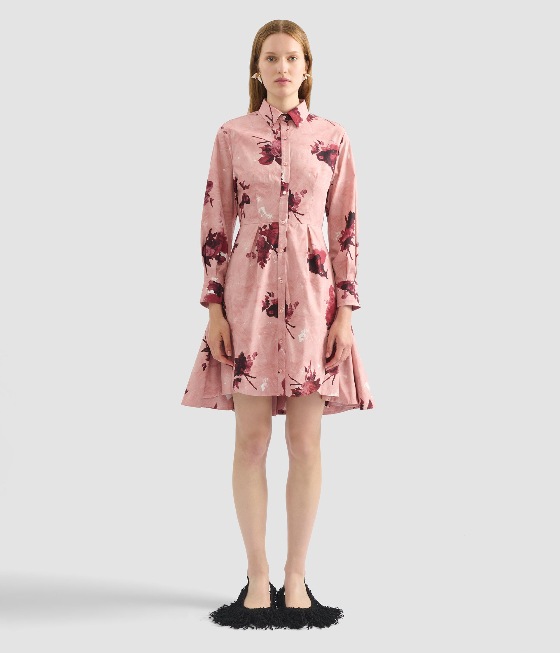 LONG SLEEVE MINI SHIRT DRESS - 4