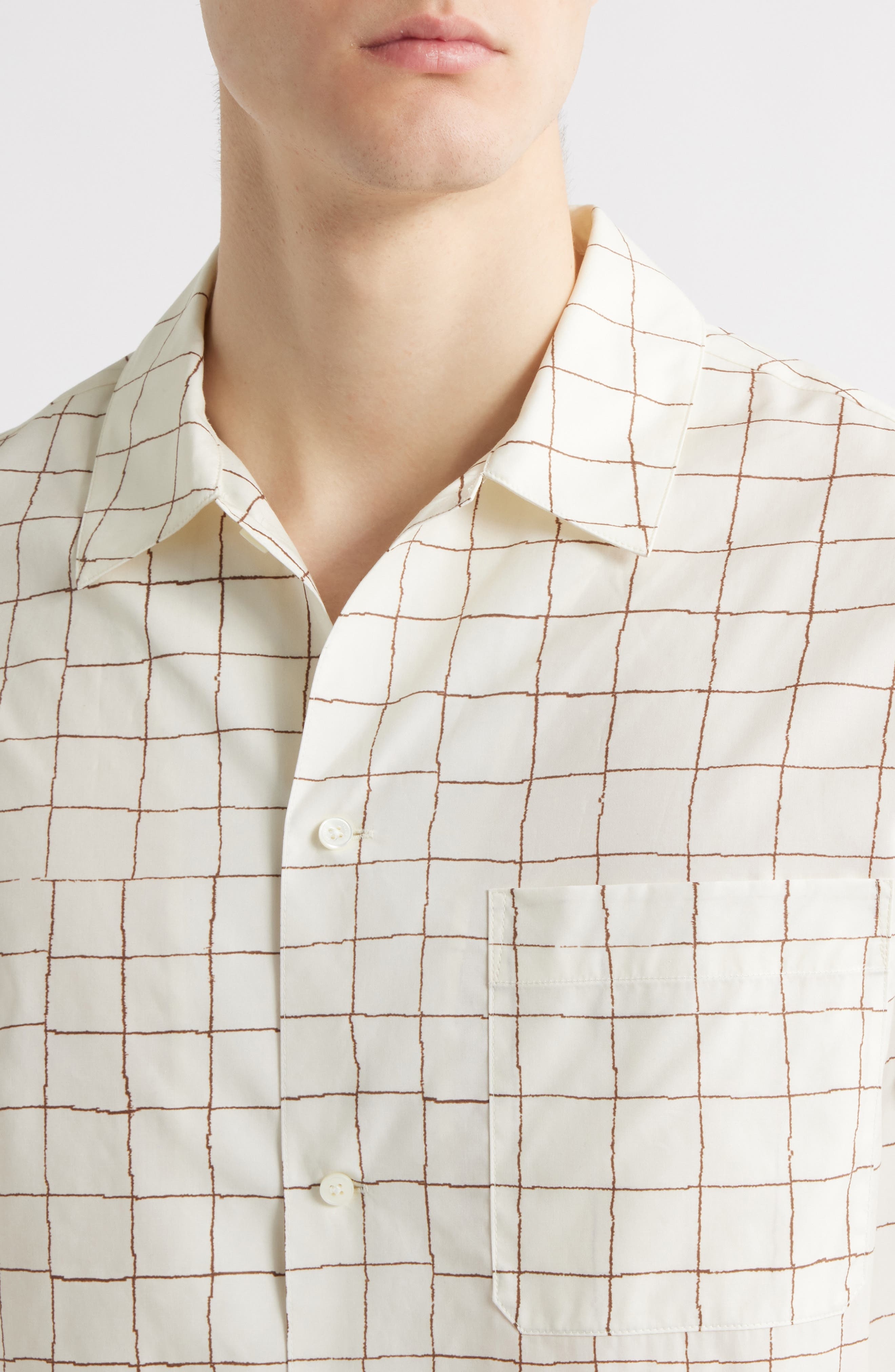 FRAME Geo Print Cotton Camp Shirt in Cream Multi at Nordstrom - 2