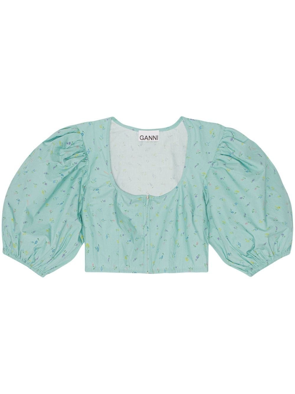 puff-sleeve cropped blouse - 1