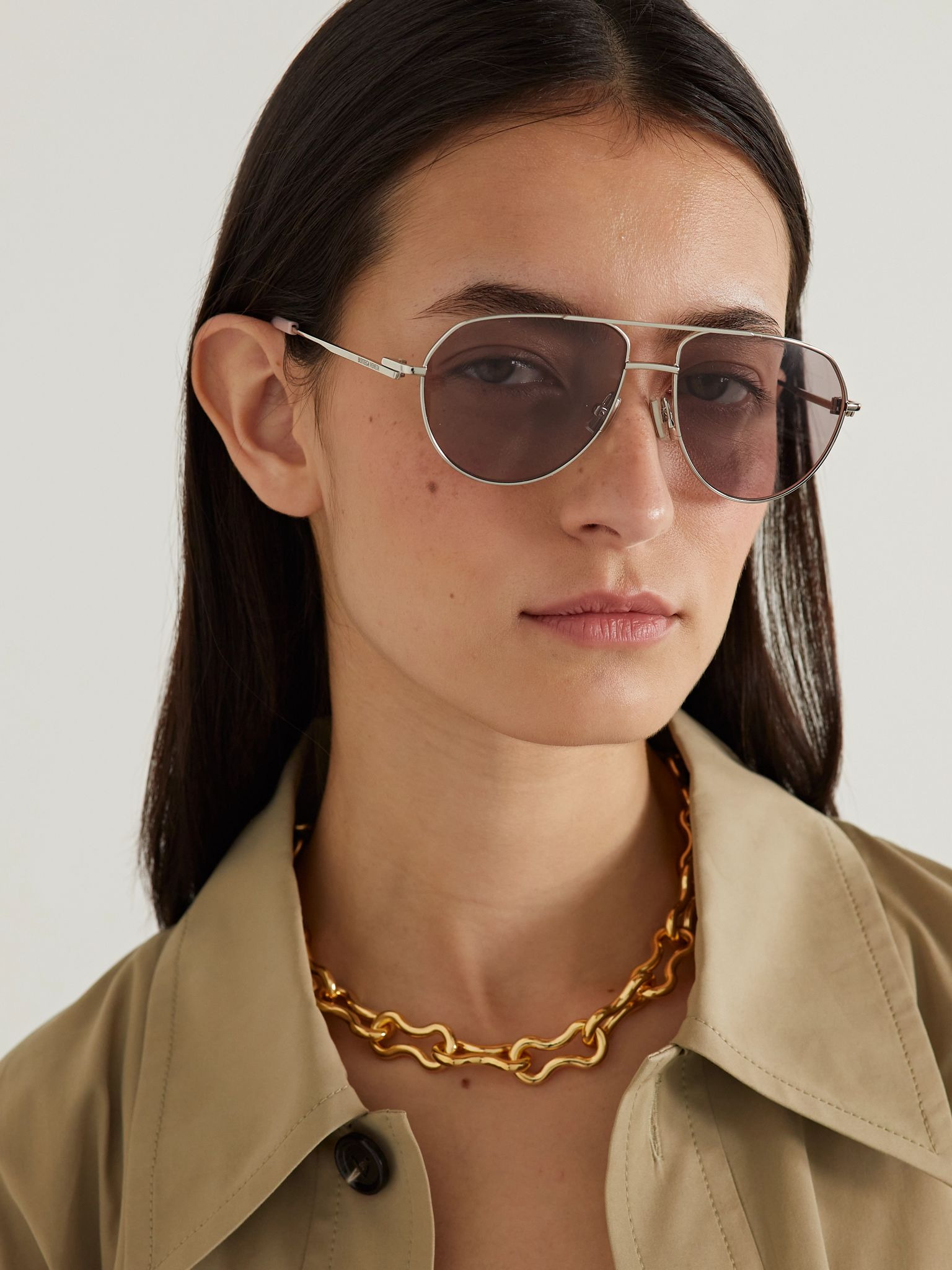 Aviator-style silver-tone sunglasses Silver - 2