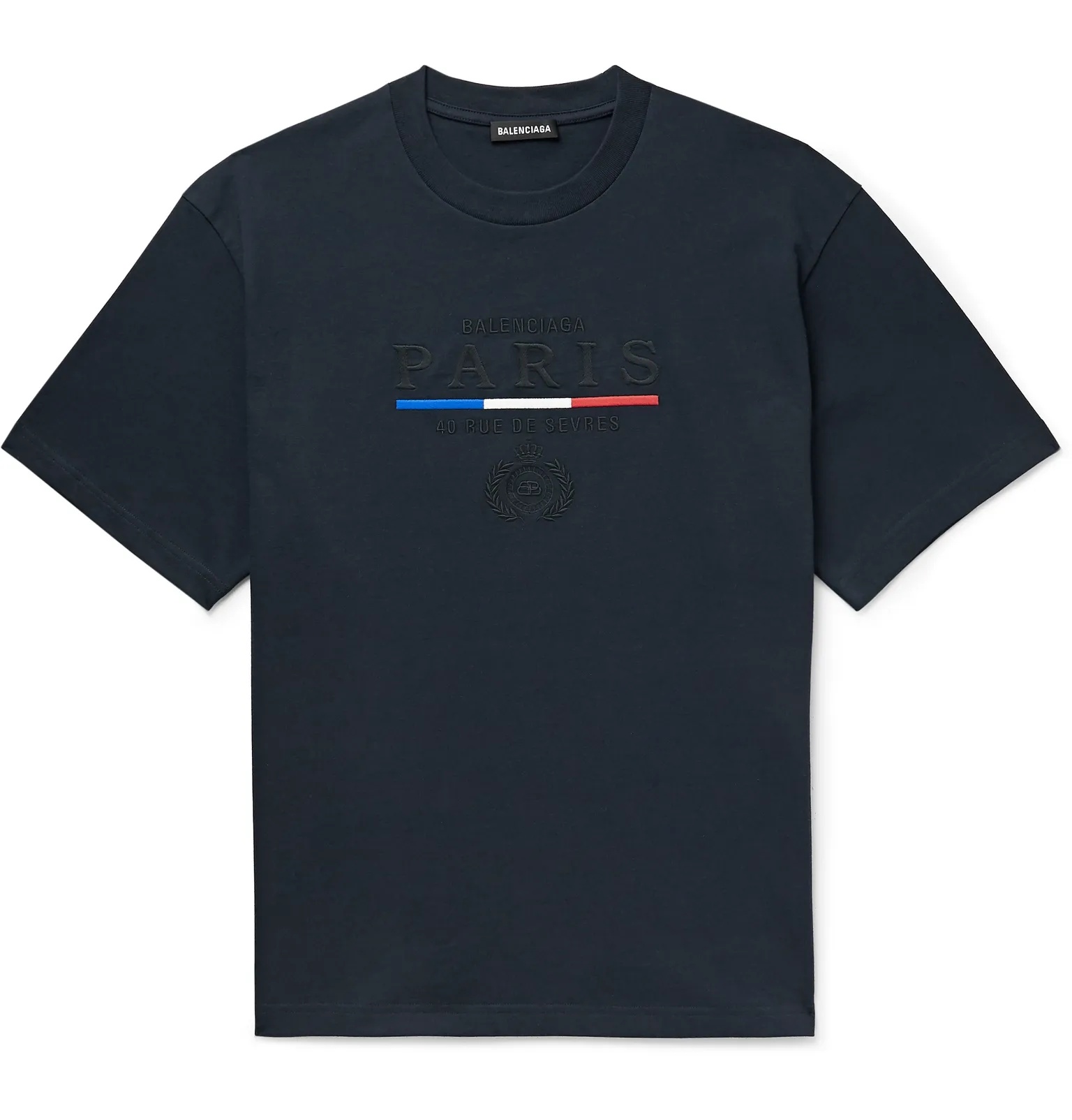 Paris Flag Logo-Embroidered Cotton-Jersey T-Shirt - 1