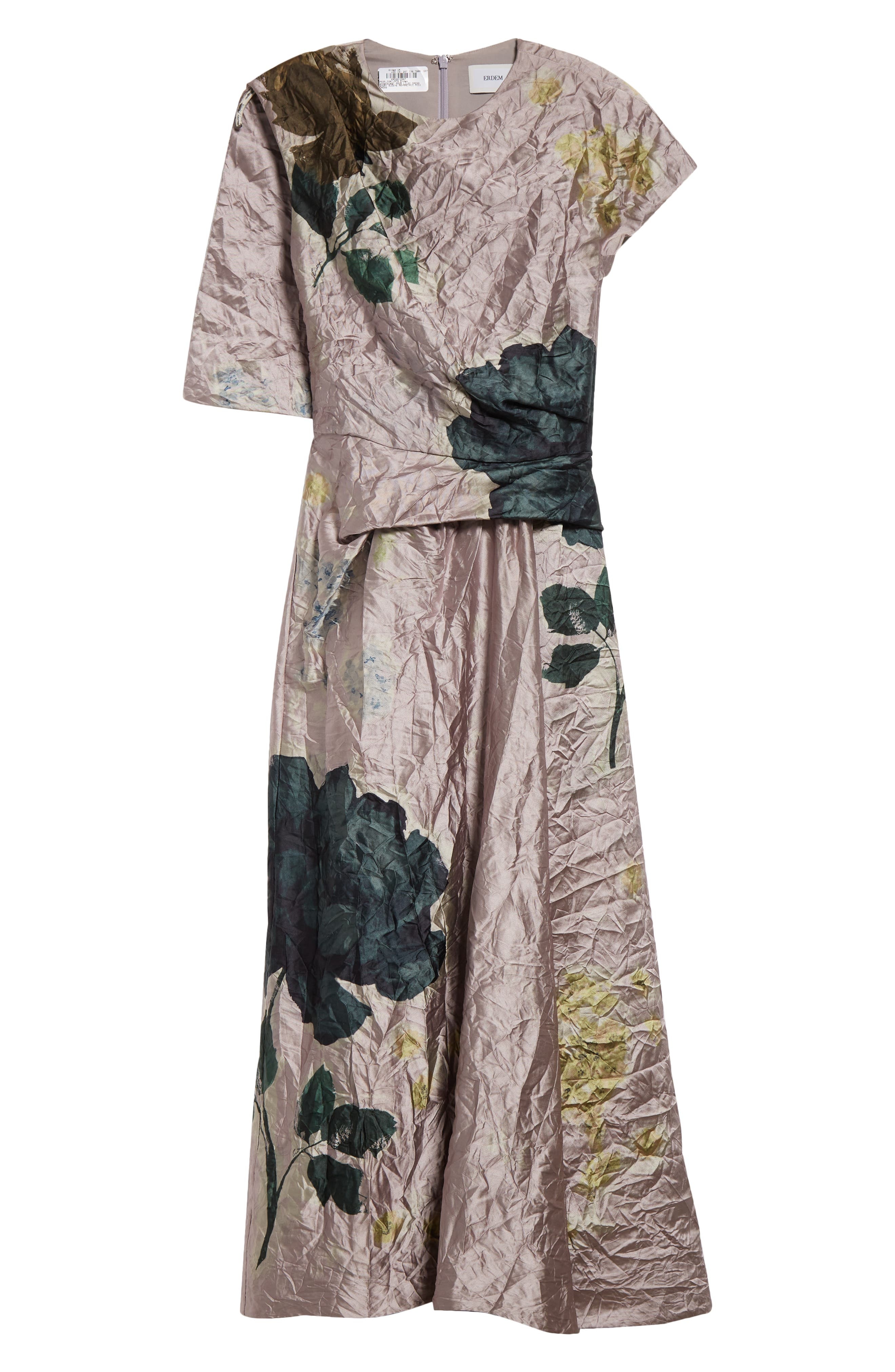 Erdem Floral Print Asymmetric Drape Satin Dress in Margot Floral Lilac at Nordstrom - 5
