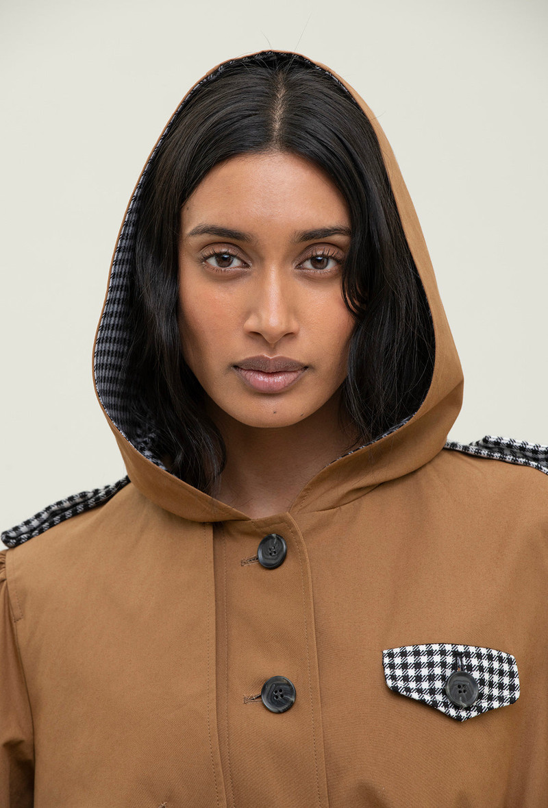 Aspen Trench Coat - Tan/Black Gingham 8