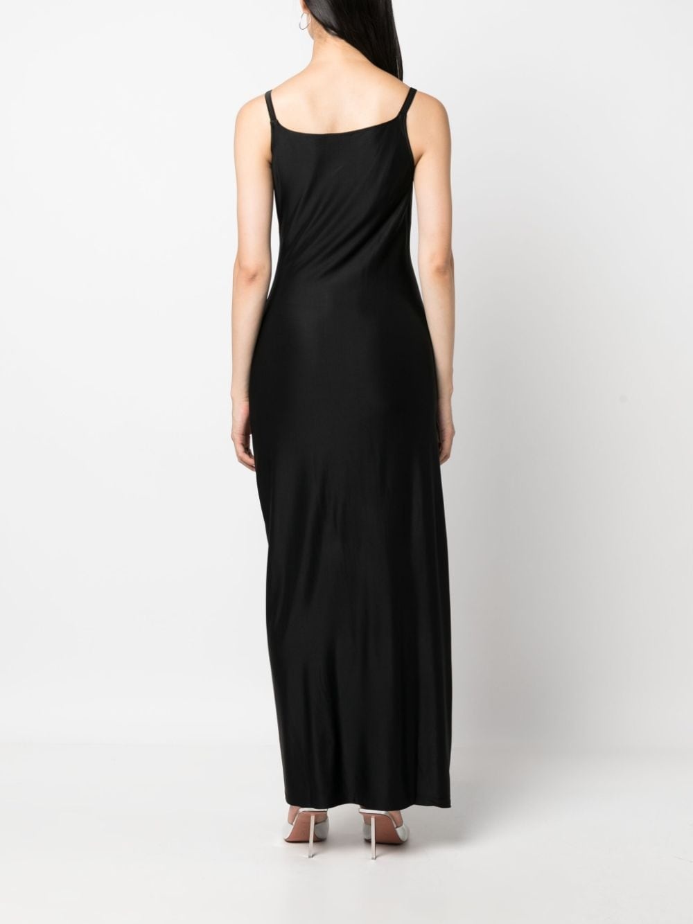 asymmetric satin maxi dress - 4