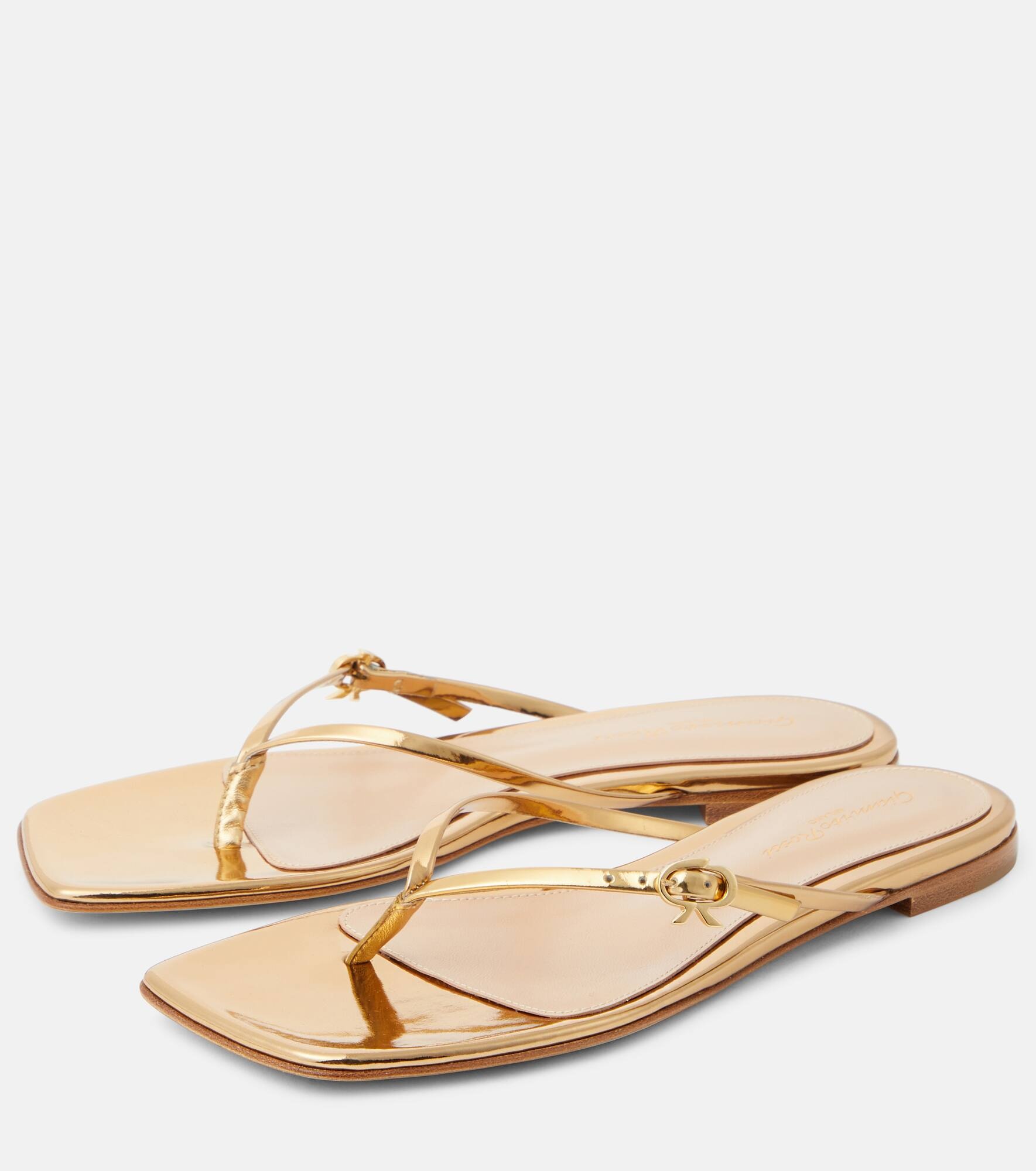 Mirrored leather thong sandals - 5