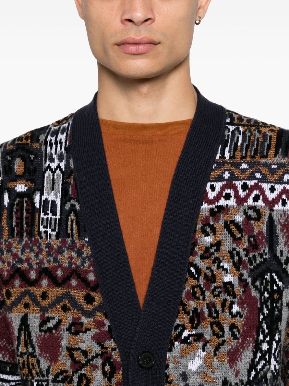 patterned-jacquard cardigan - 5