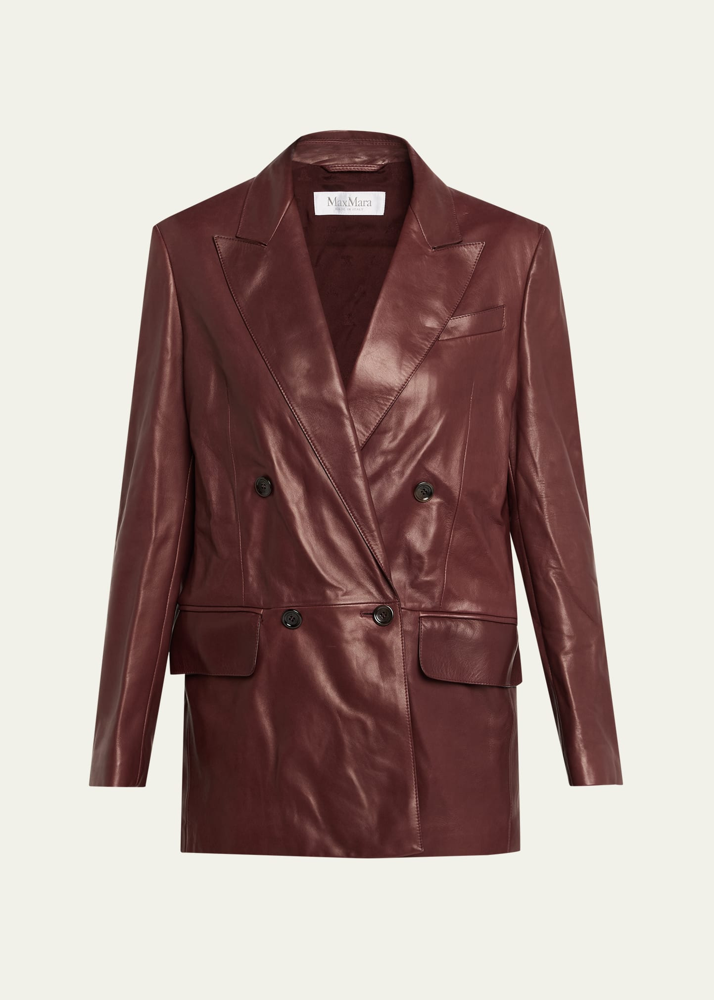 Leather Double-Breasted Jacket - 1