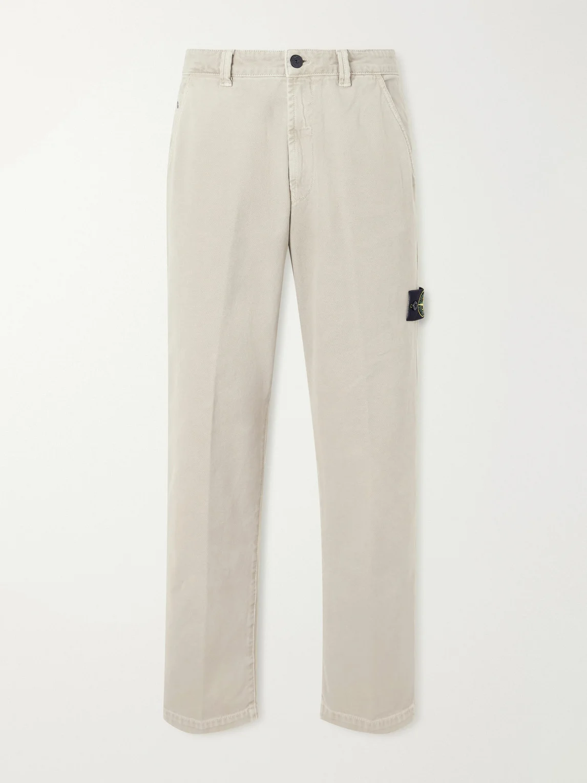Logo-Appliquéd Straight-Leg Garment-Dyed Cotton Trousers - 1