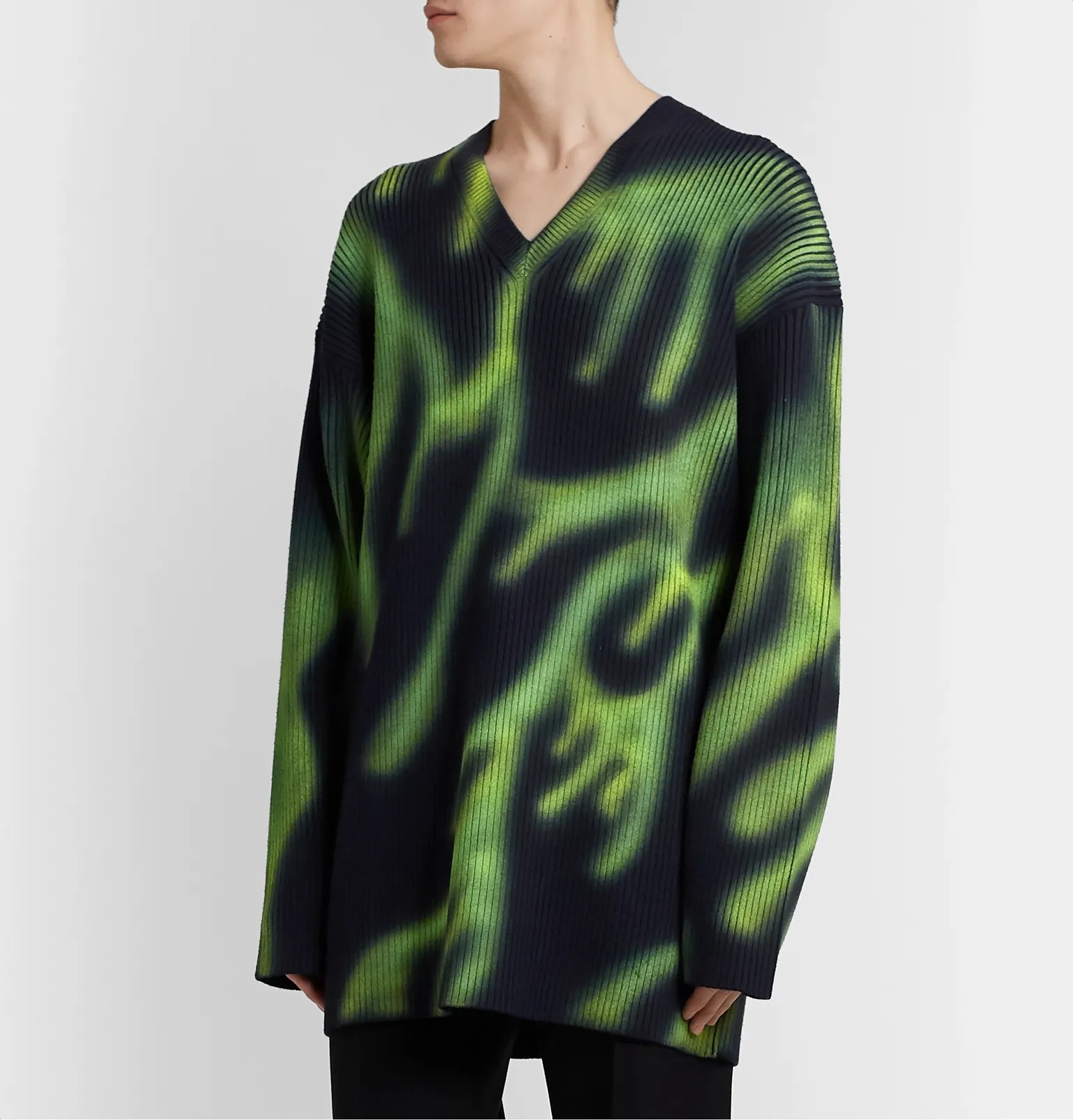 Printed Ribbed Wool-Blend Sweater - 4