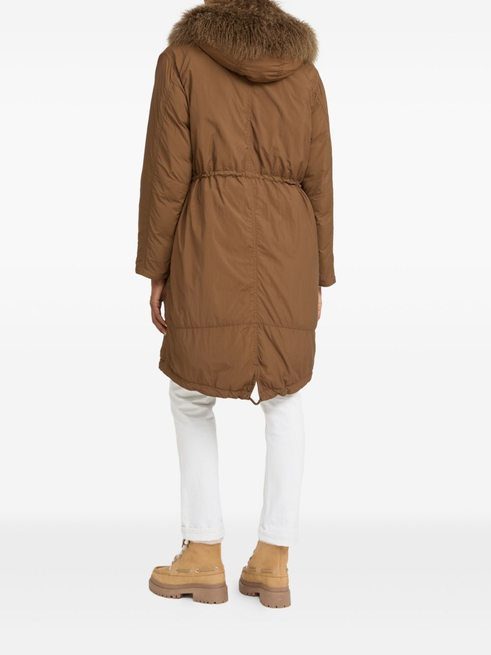 lambshearling-trimmed parka coat - 4