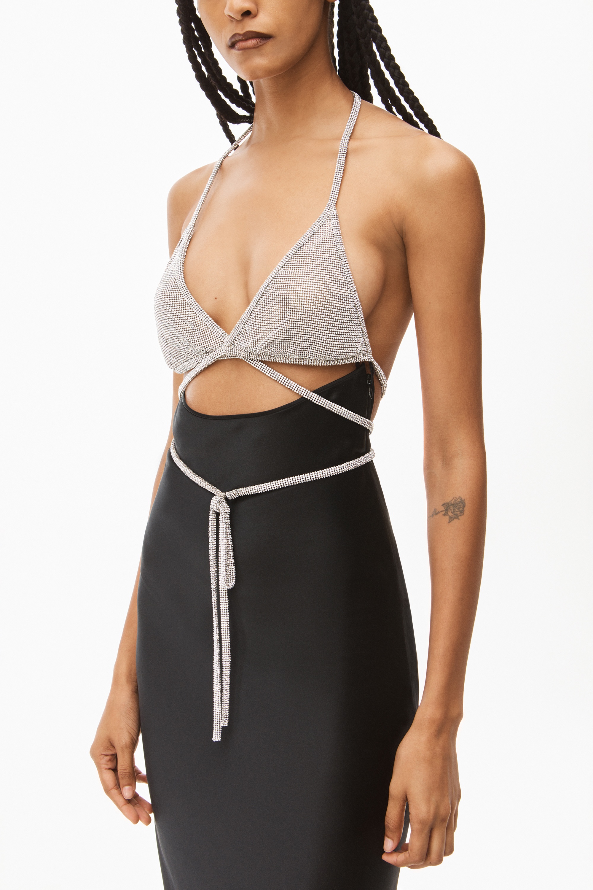 Alexander Wang CRYSTAL BIKINI GOWN IN SILK CHARMEUSE