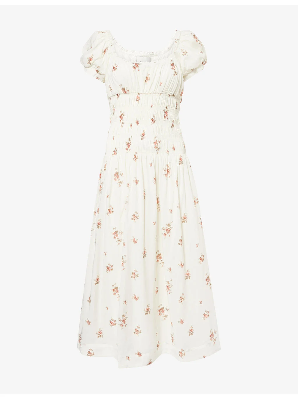 Riva Shirred-Waist Cotton-Blend Midi Dress - 1