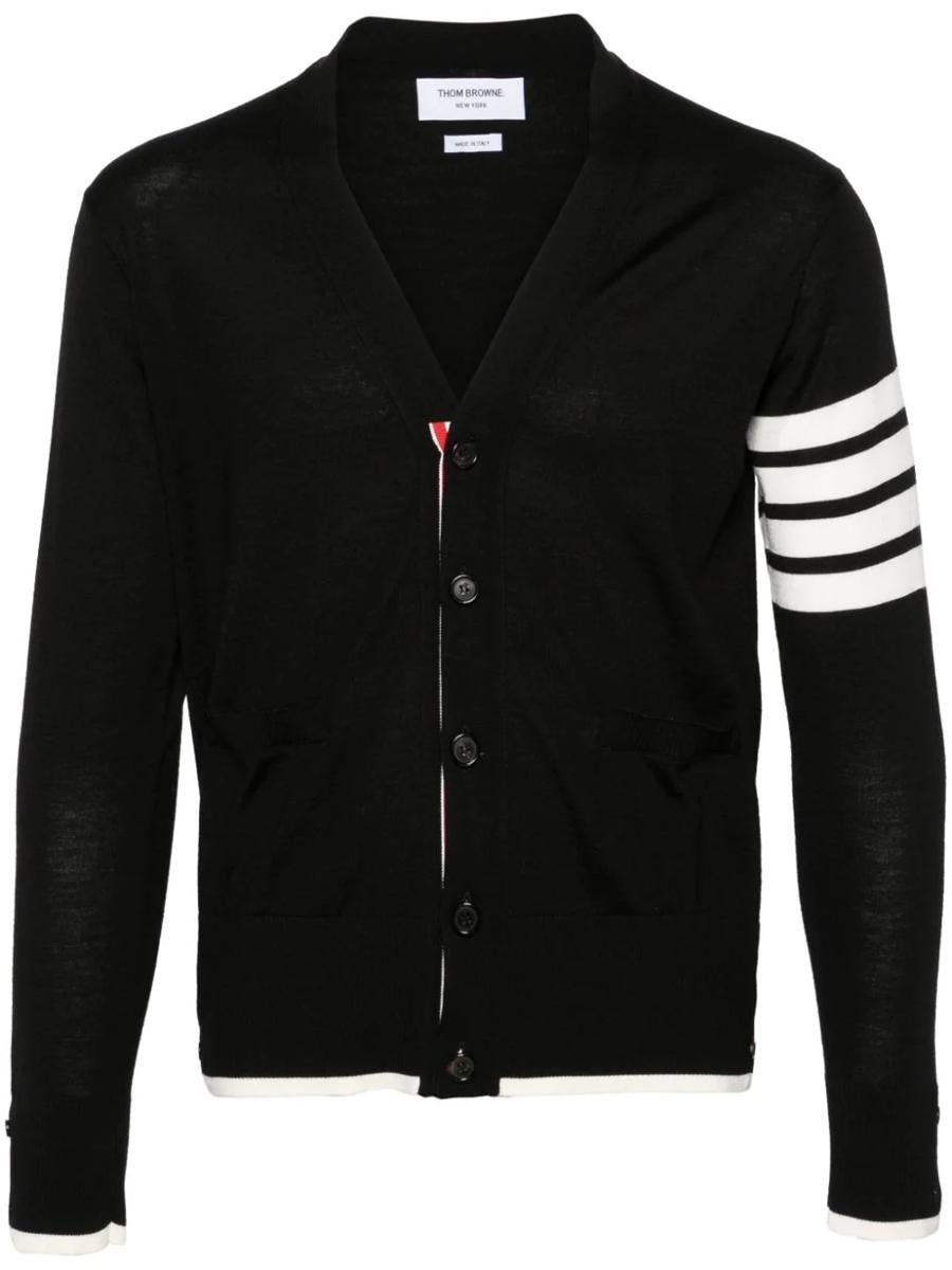 Thom Browne Cardigan With 4 Stripe Detail - 1