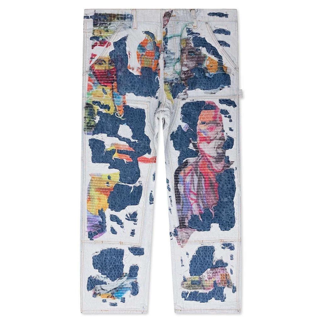 BORO STITCHED DOUBLE KNEE PANT - MULTI - 1