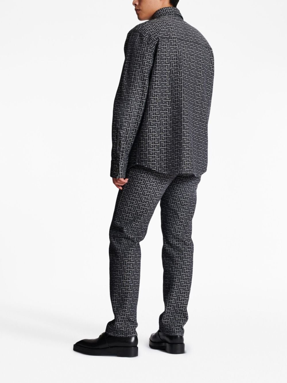 monogram-jacquard denim shirt - 4