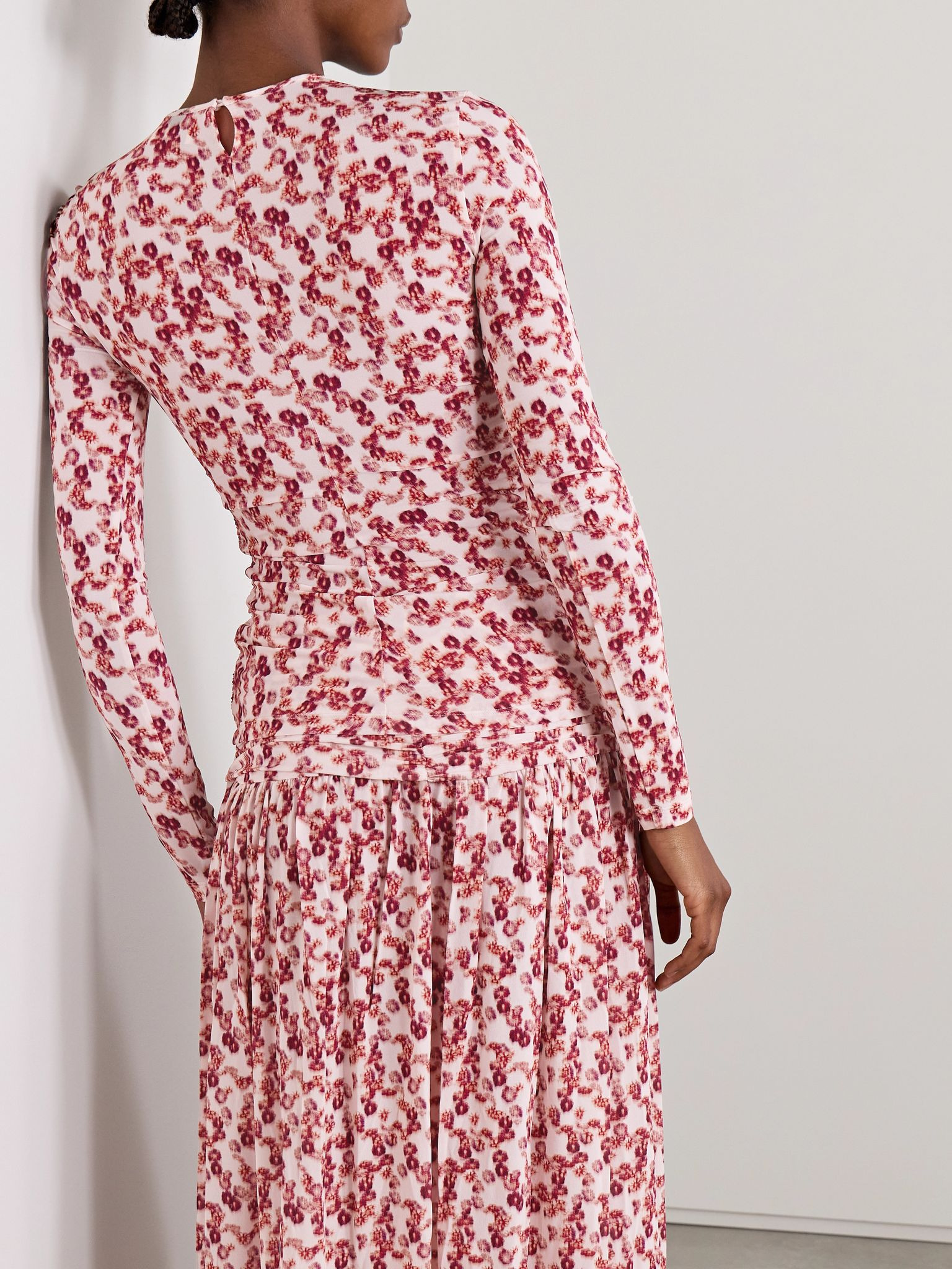 Gladice ruched cutout floral-print stretch-jersey top Red - 4