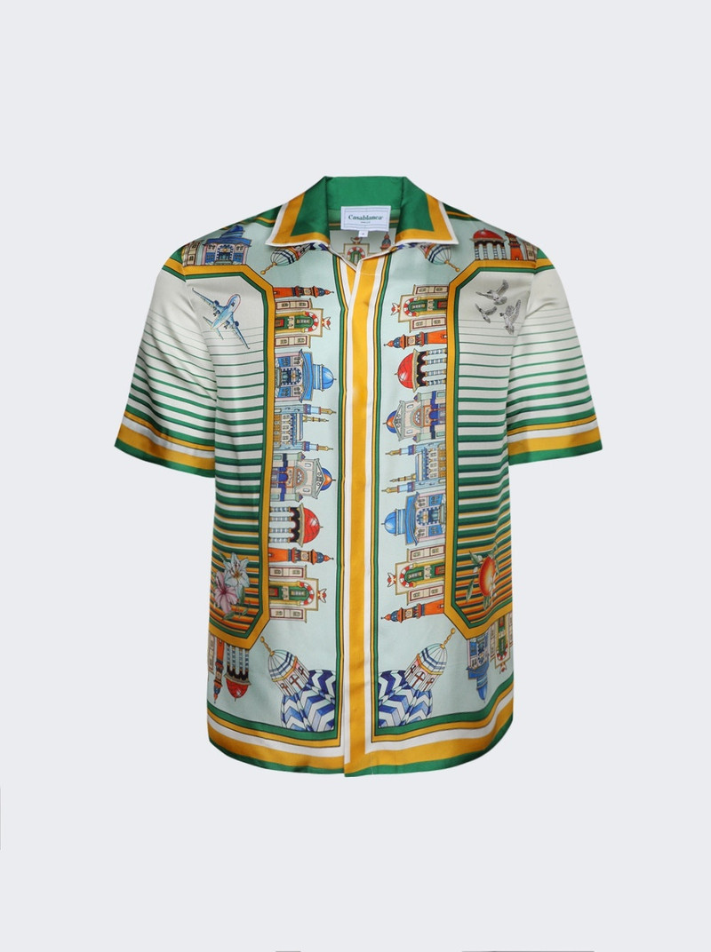 Cuban Collar Short Sleeve Shirt Cityscape 1