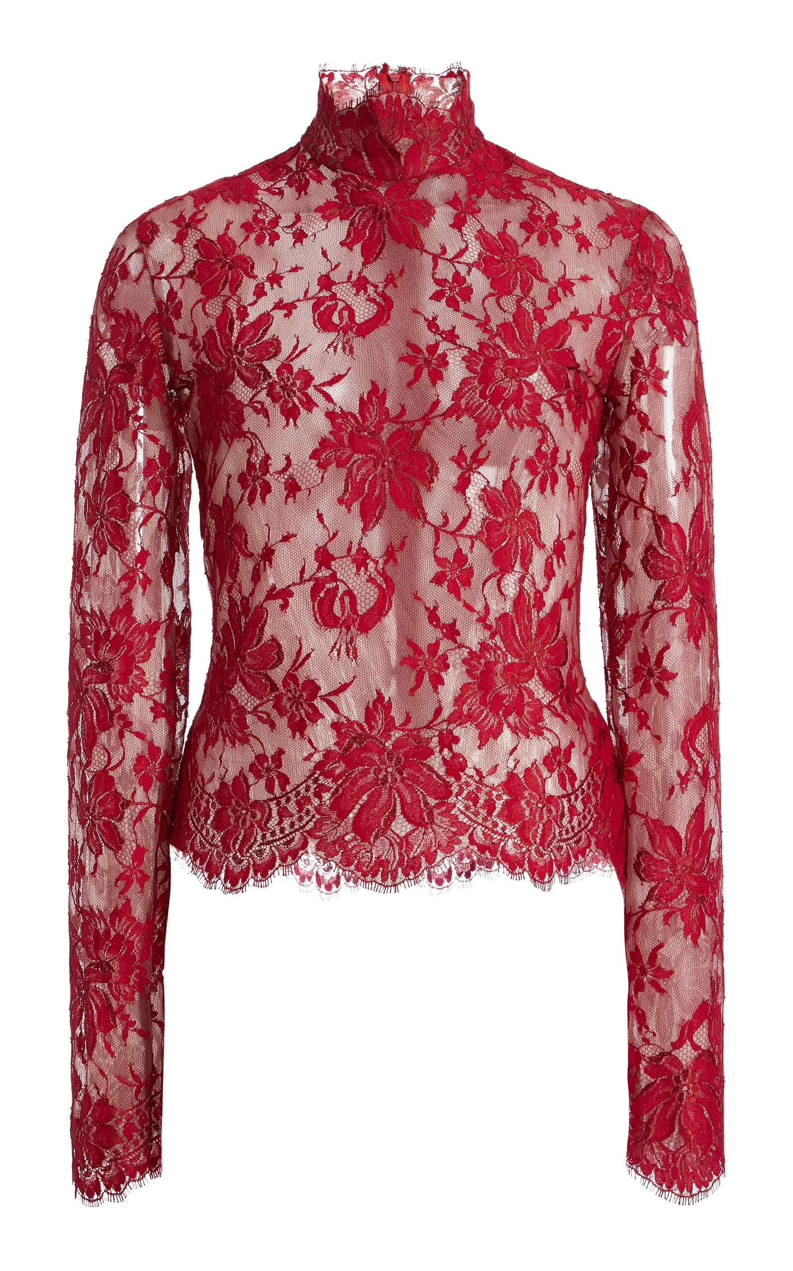 Paulina High Collar Lace Top - 1