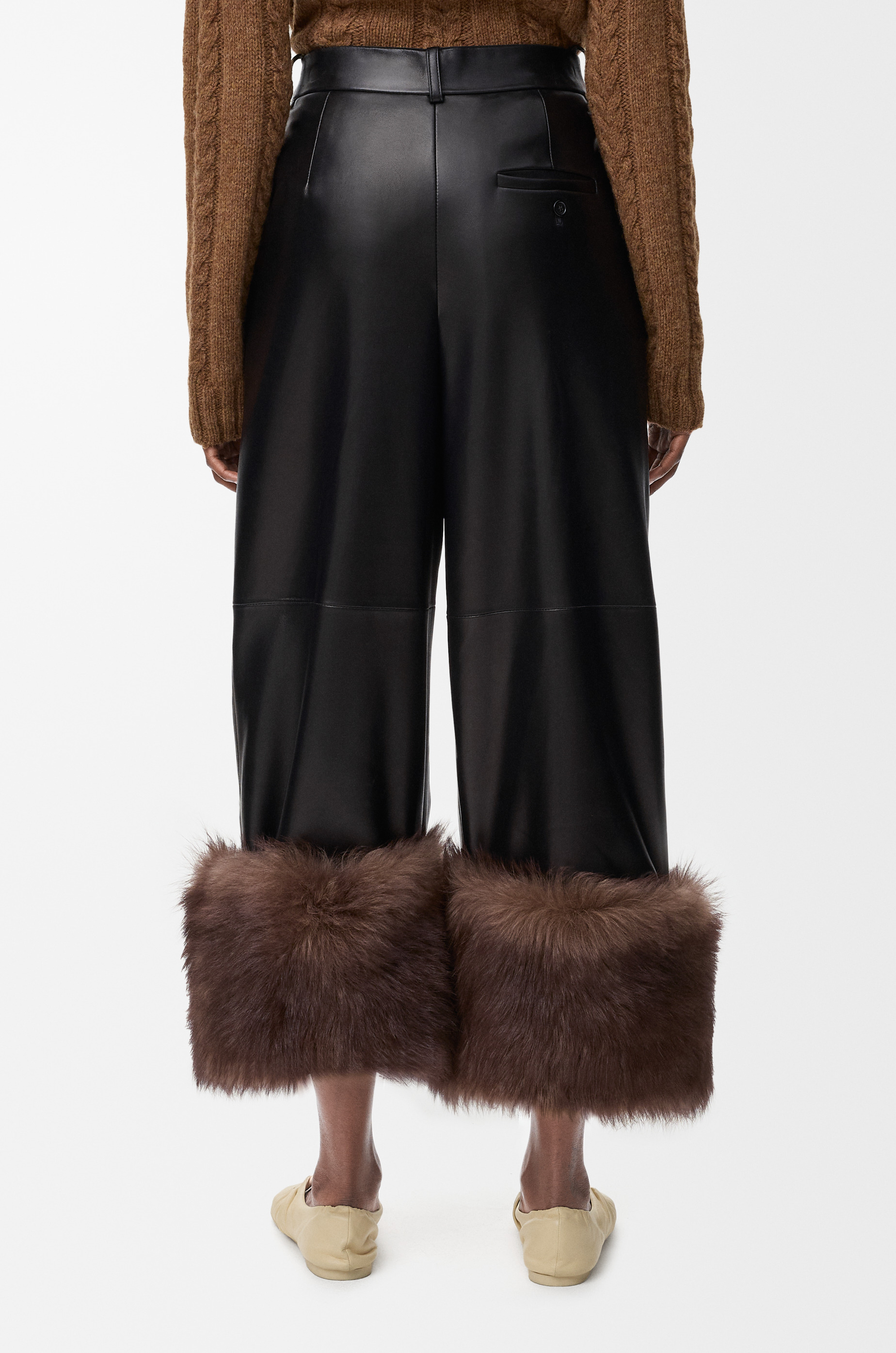 Turn-up trousers in nappa lambskin - 4