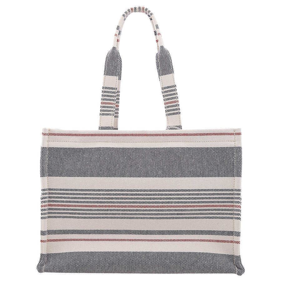 Celine Large Cabas Thais In Striped Textile And Calfskin - 4