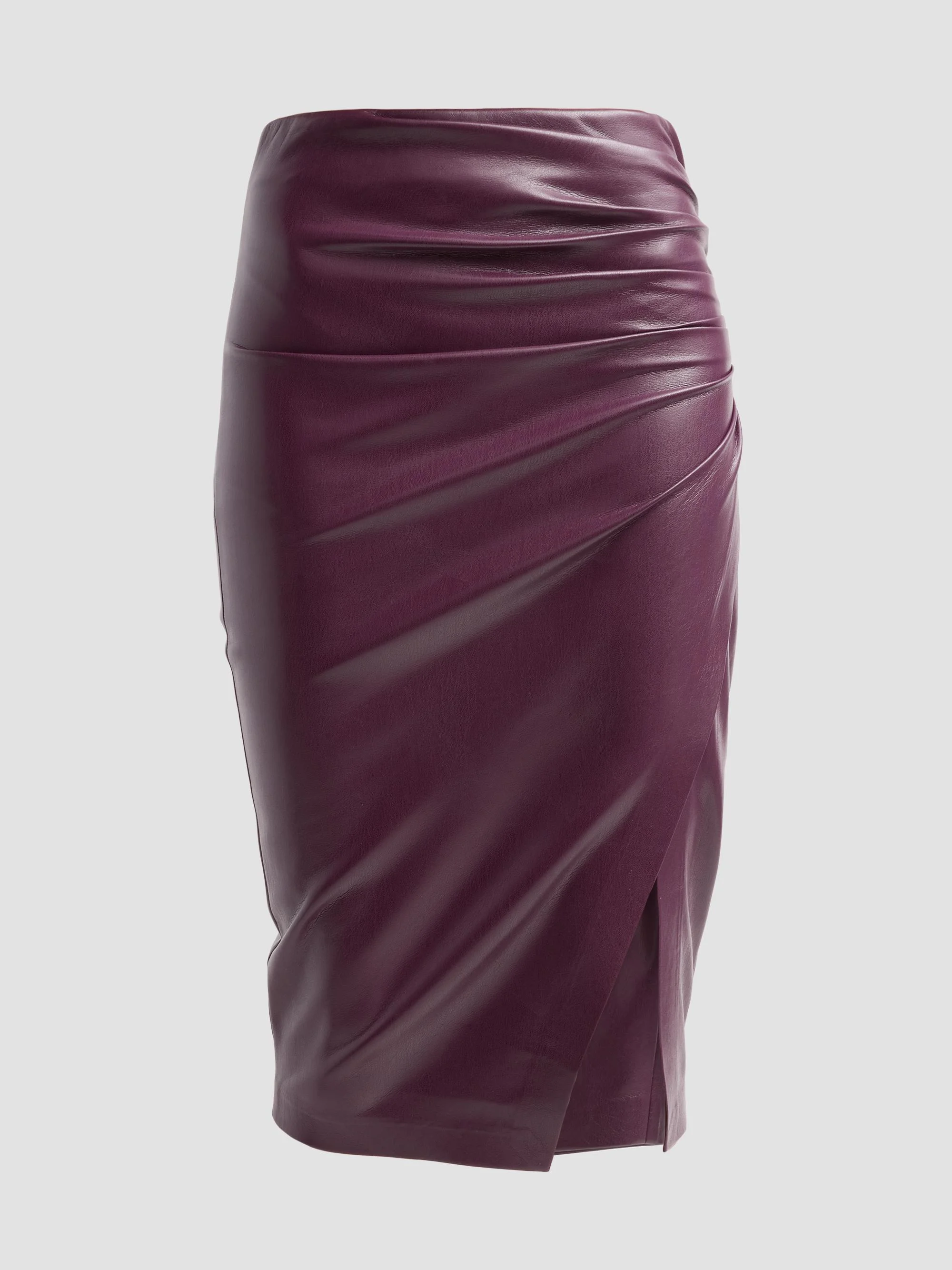 Women's Gina Vegan Leather Midi Skirt - Plum - 1