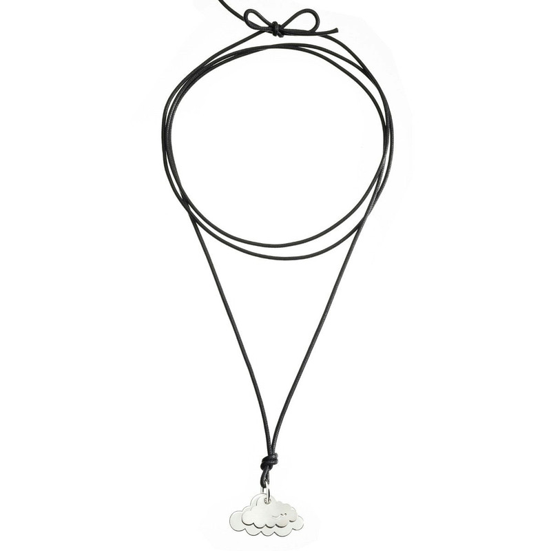 DoDo THICK COTTON CORD IN BLACK & CLOUD CHARM IN STERLING SILVER outlook