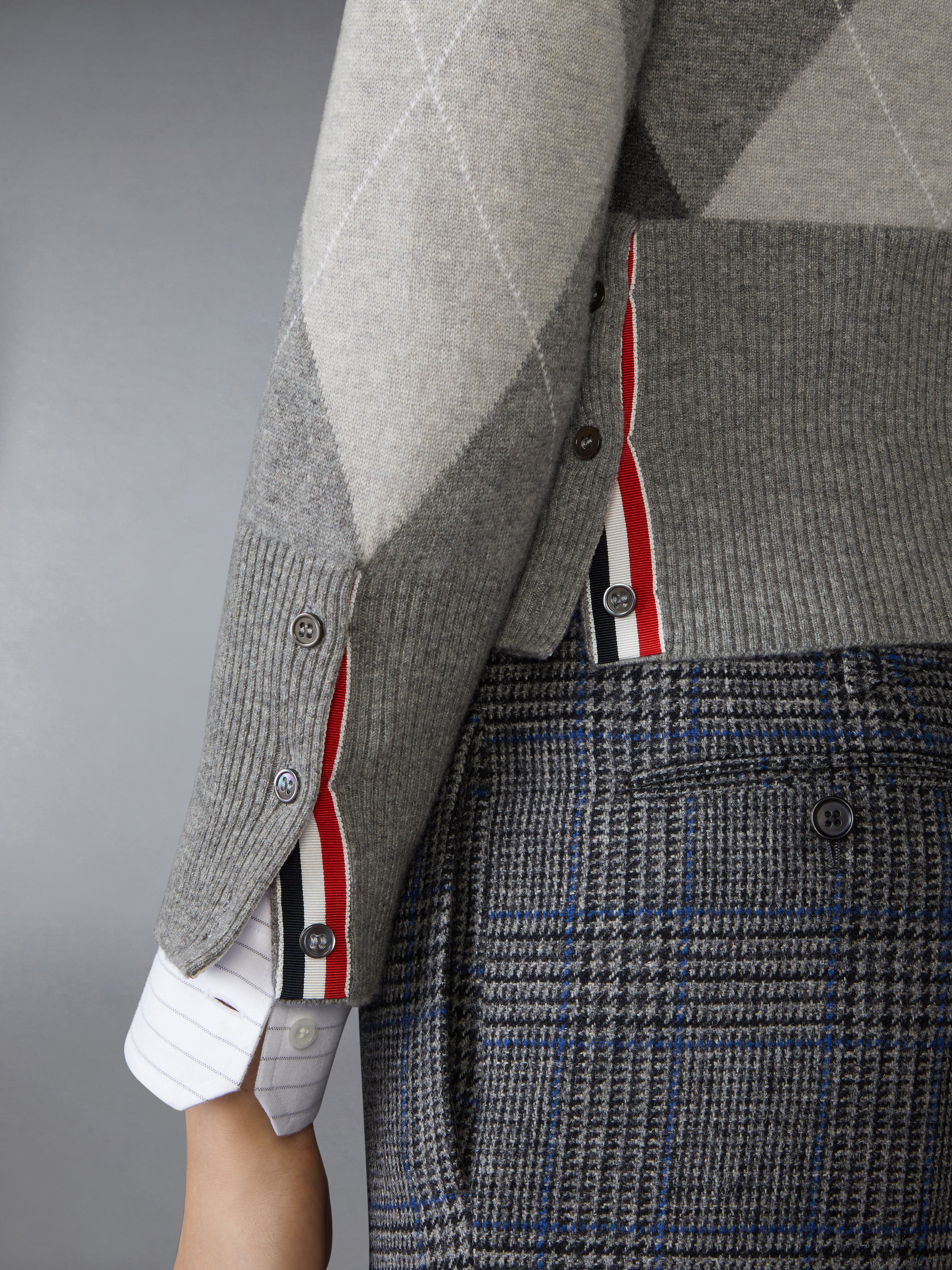 ARGYLE INTARSIA CASHMERE V NECK CARDIGAN - 5
