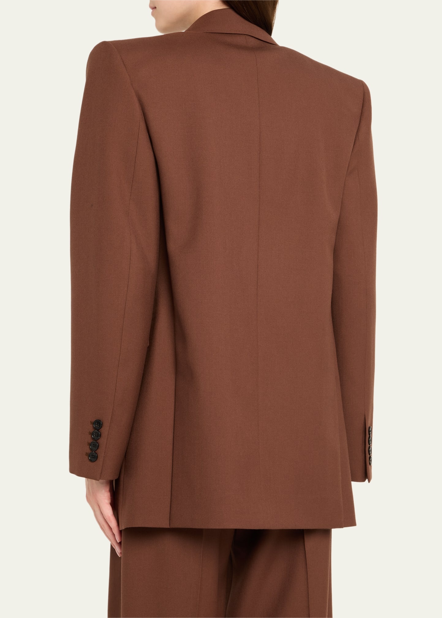 Double-Breasted Strong-Shoulder Blazer - 3