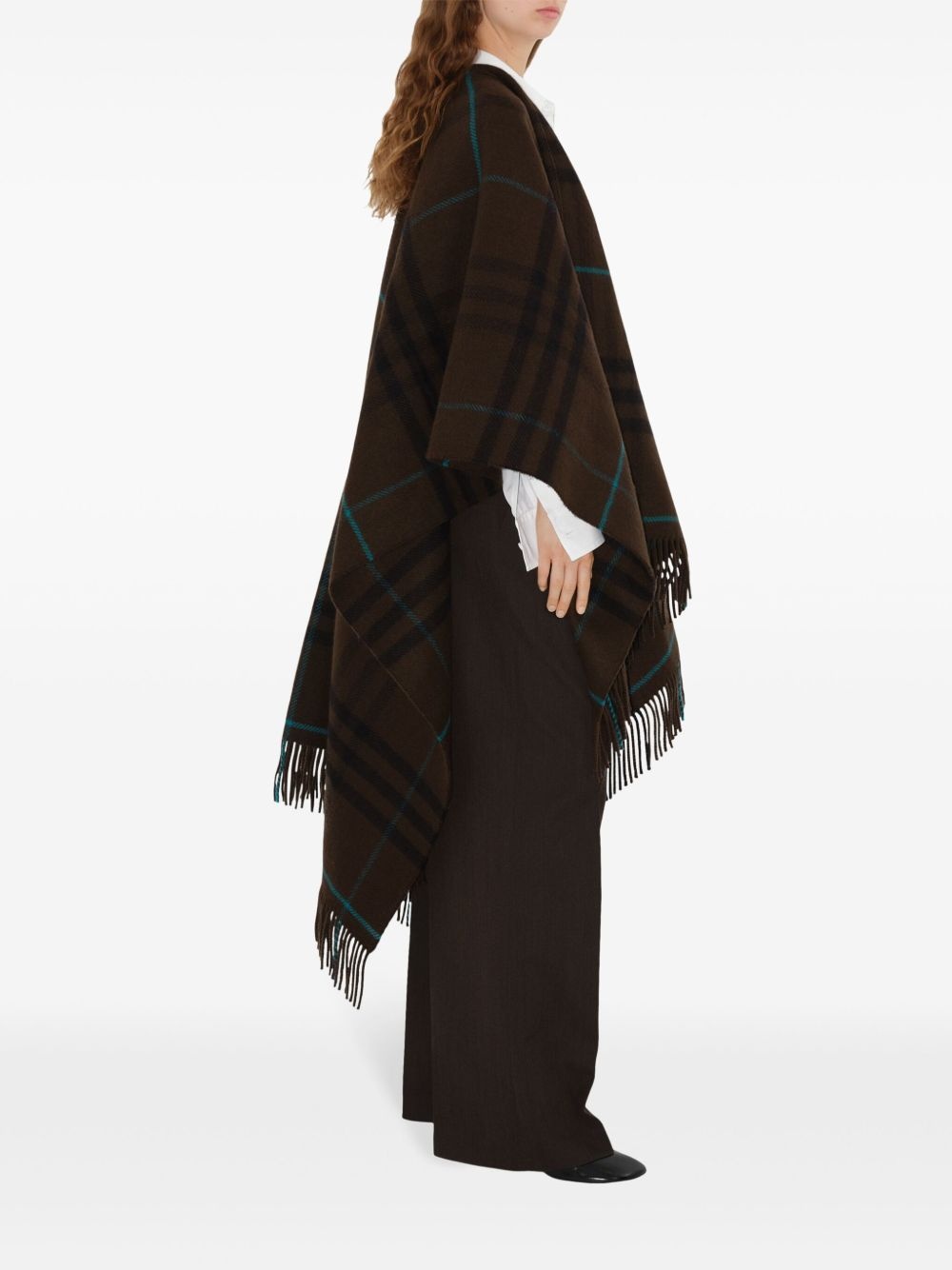 checked fringed cape - 2