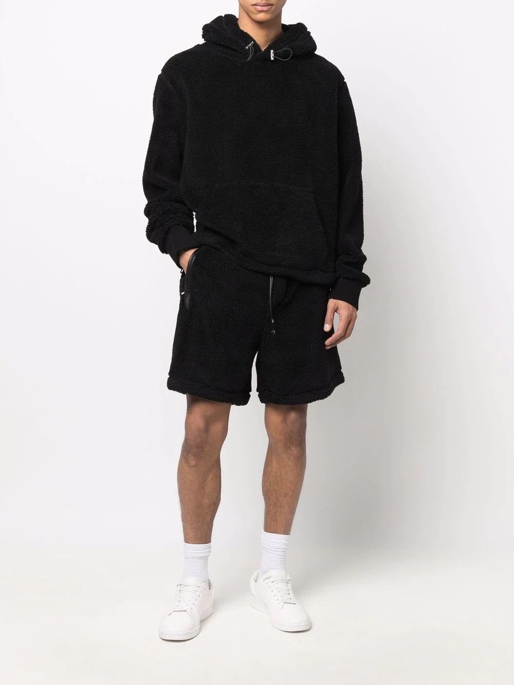 fleece-texture track shorts - 2