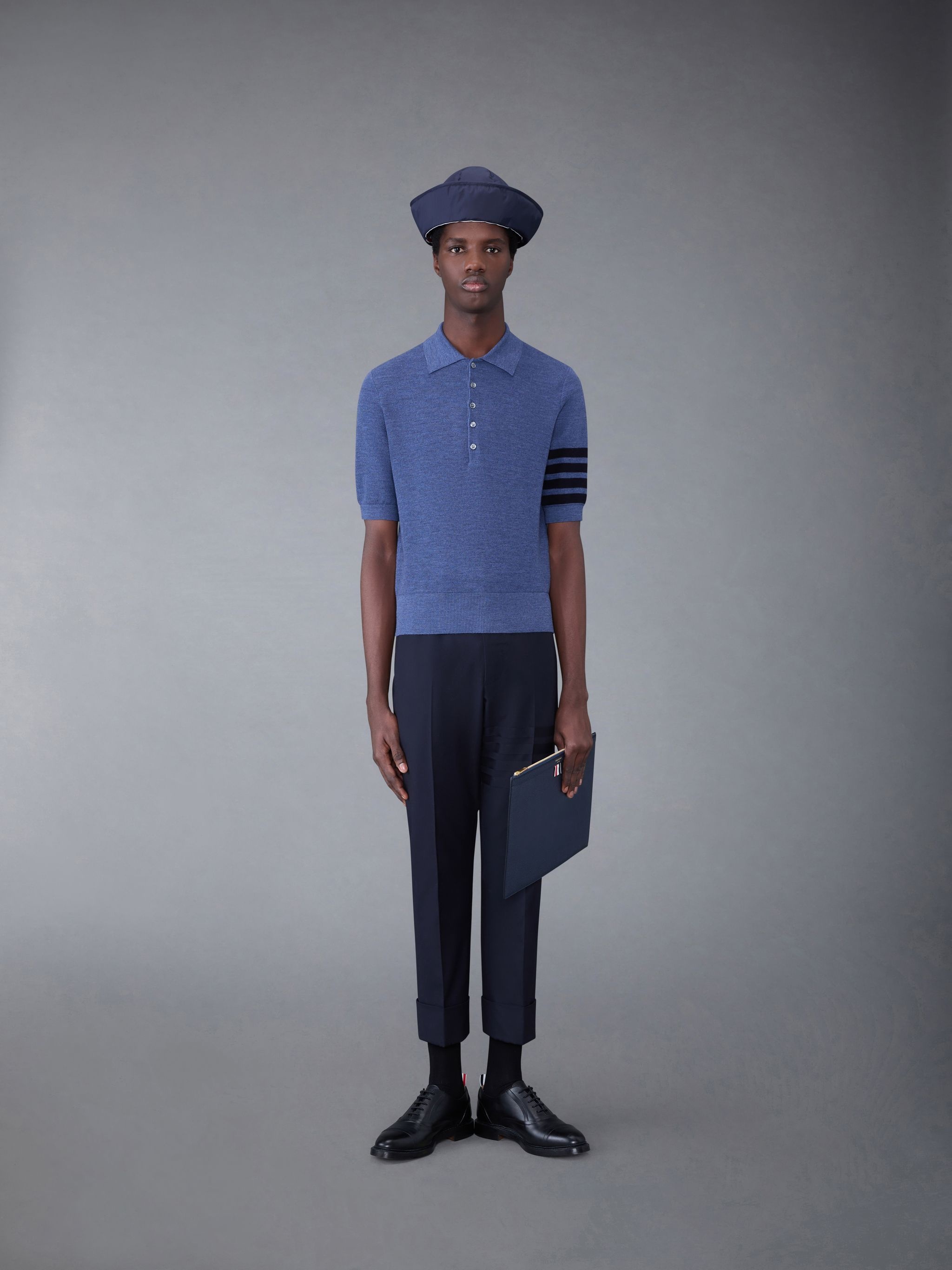 Fine Merino Waffle 4-Bar Short Sleeve Polo - 3