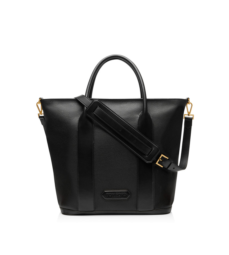 GRAIN LEATHER SHOPPER WITH ZIP 1