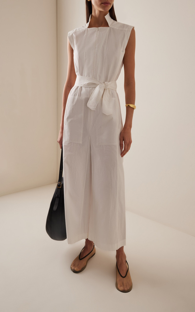 BEVZA Square Cotton Jumpsuit ivory outlook
