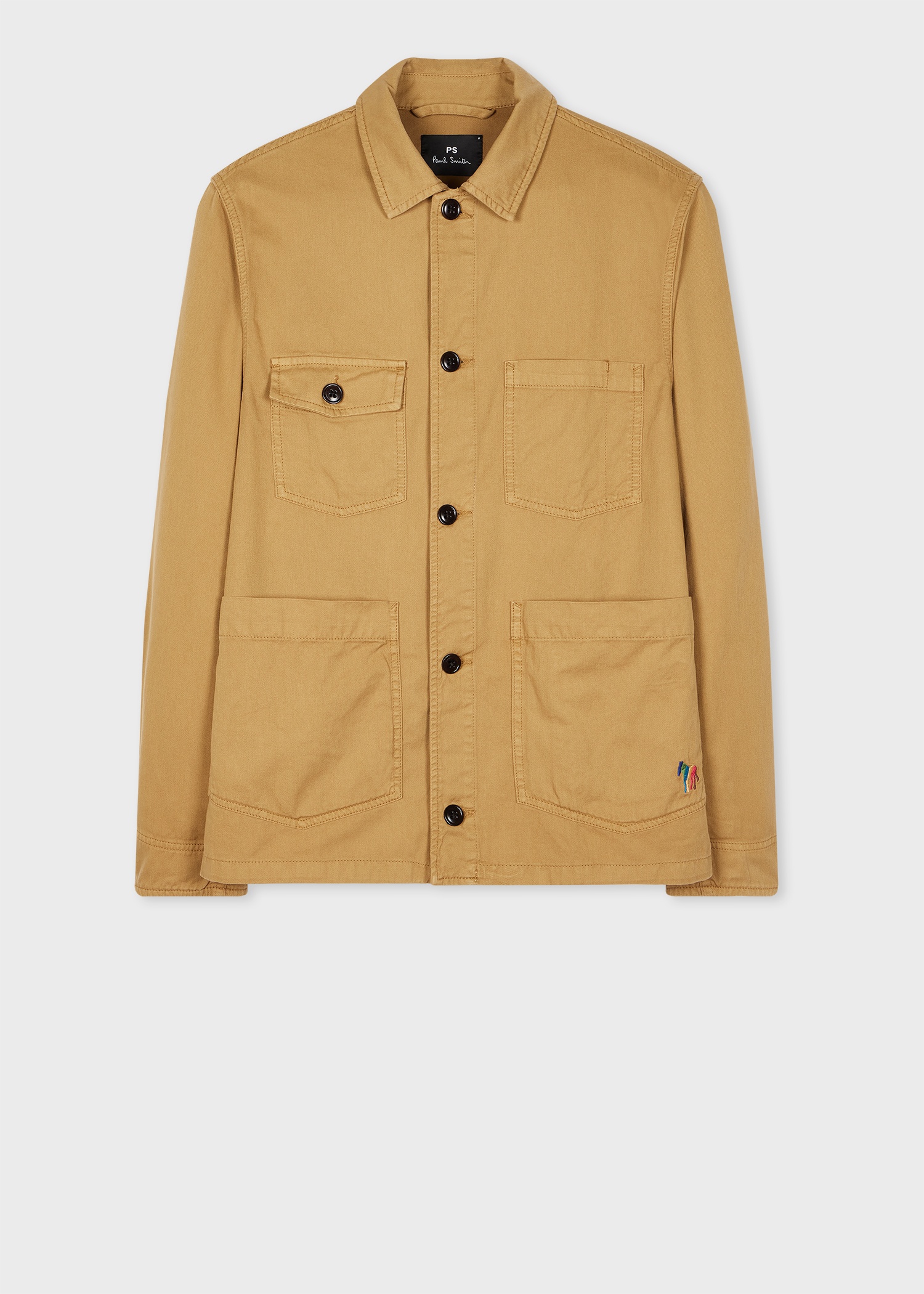 Tan Garment-Dye 'Broad Stripe Zebra' Cotton Work Jacket - 1