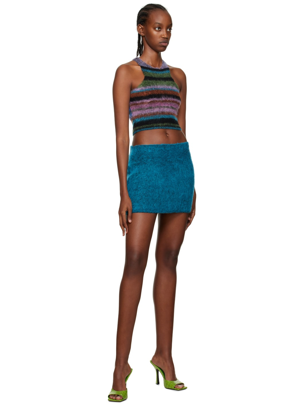 Blue Brushed Miniskirt - 4