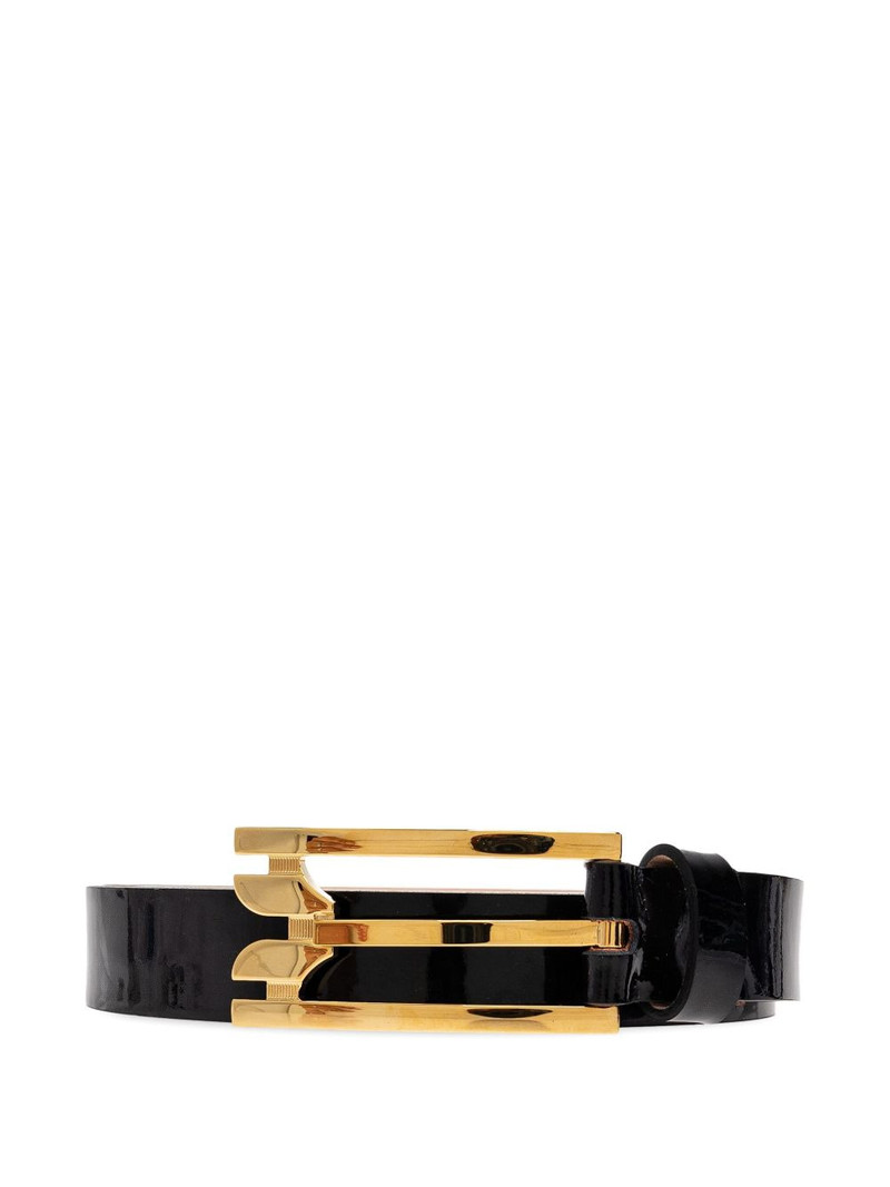 wide-buckle leather belt 1