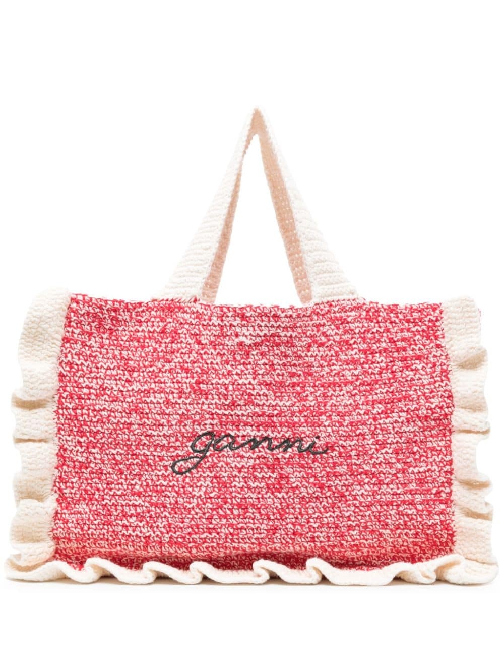 embroidered-logo knitted tote bag - 1