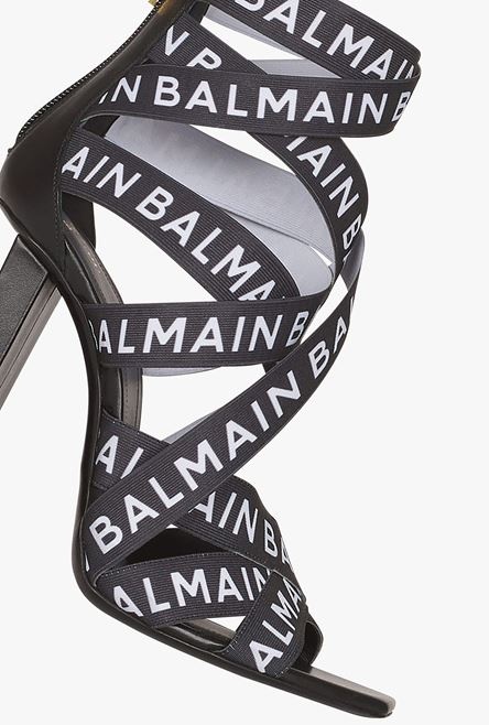 Black Union sandals with white Balmain logo print - 5