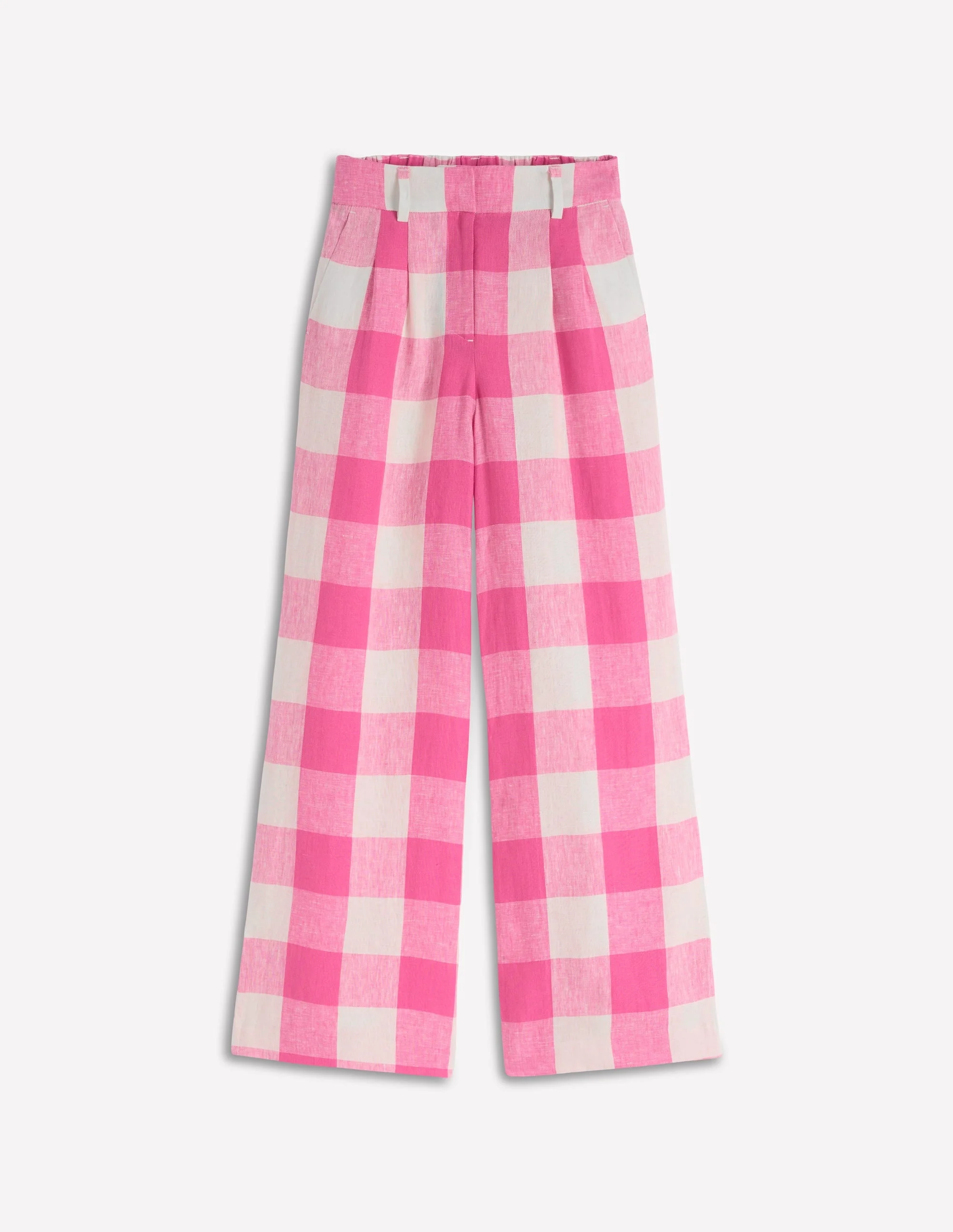 Kensington Linen Pants-Pink Punch Gingham - 1