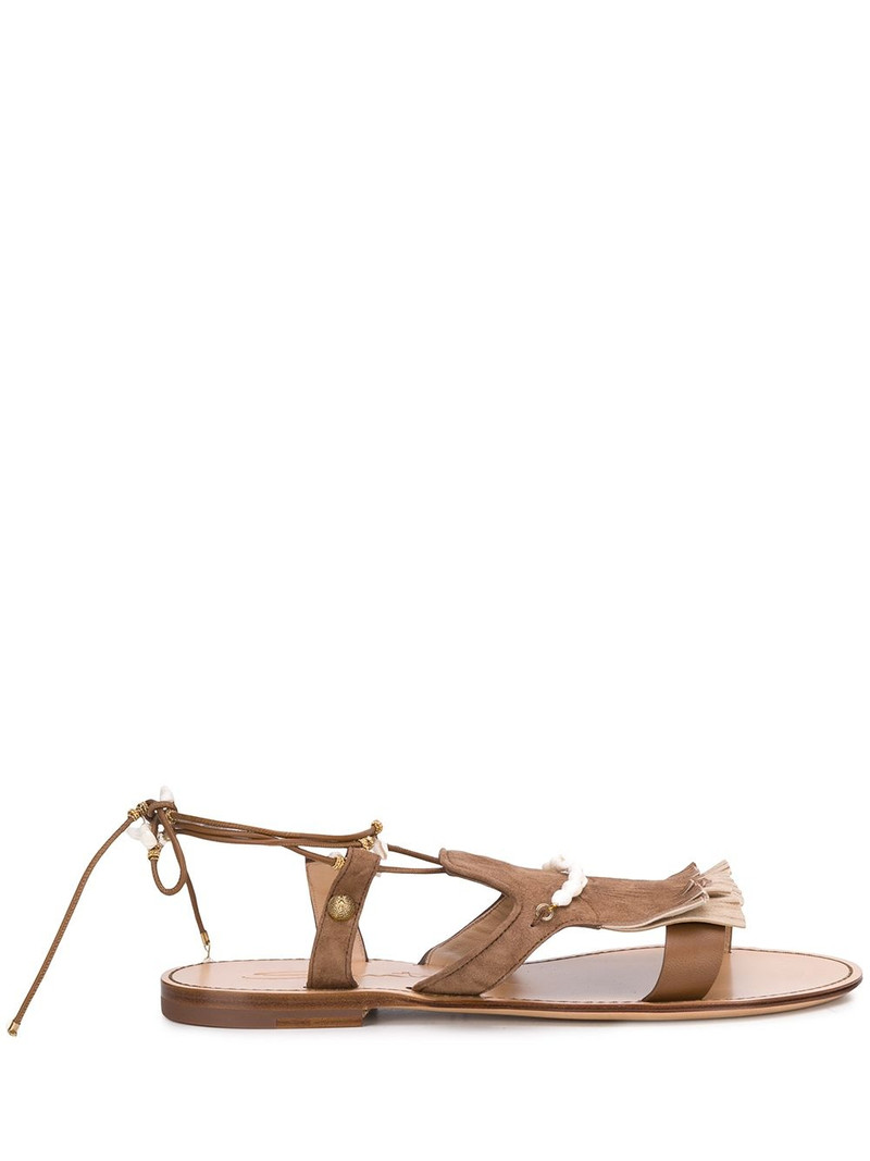 open toe beaded-fringed sandals 1