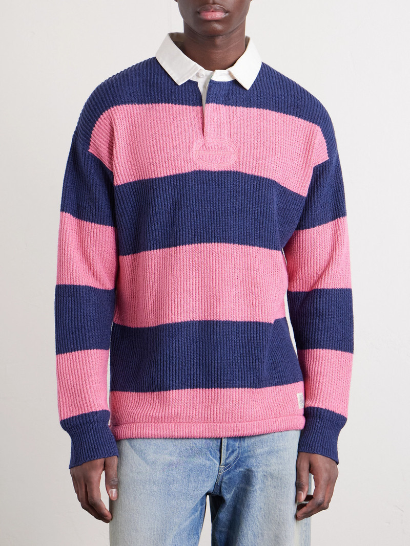 Striped Ribbed Linen and Cotton-Blend Polo Shirt 3