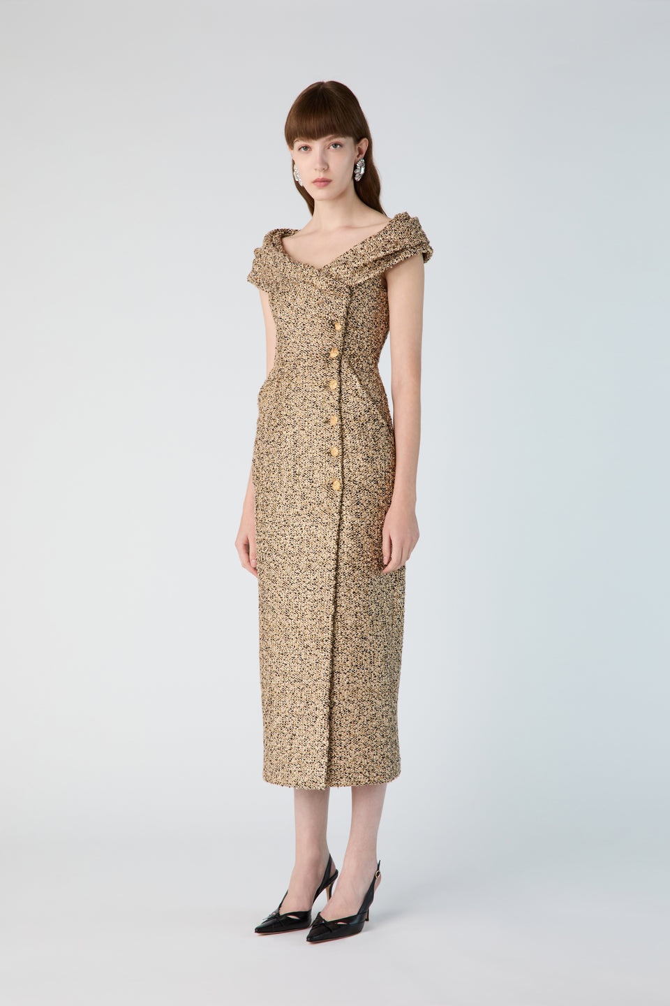 LUREX TWEED OFF THE SHOULDER DRESS - 4
