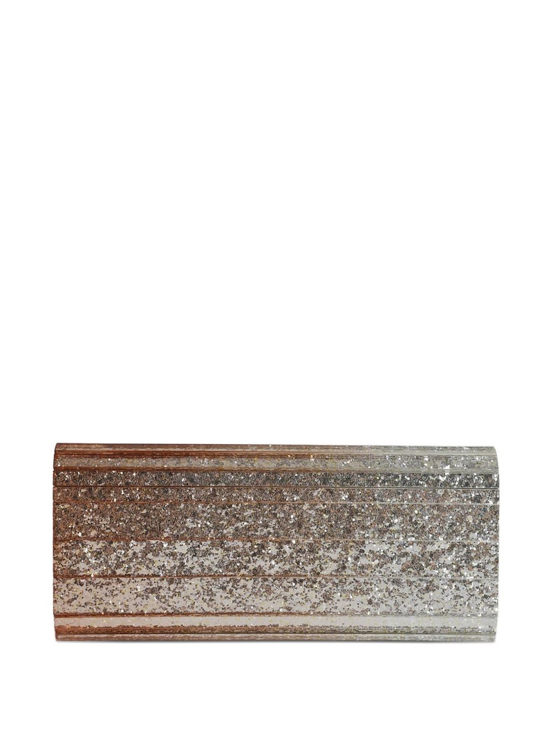JIMMY CHOO glitter-ribbed clutch bag outlook